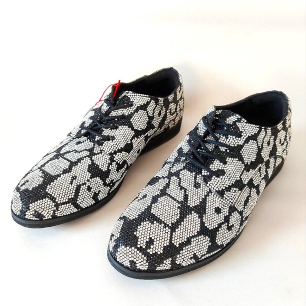 Rollie Nation Women Leopard Rhinestone Laceup Sneakers 39 EU Goth Edgy Night Out